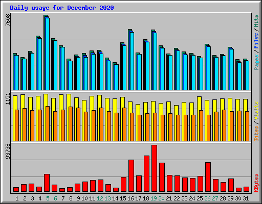 Daily usage for December 2020