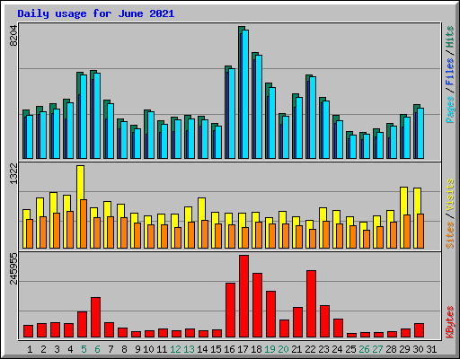 Daily usage for June 2021