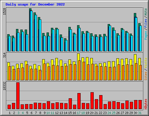Daily usage for December 2022